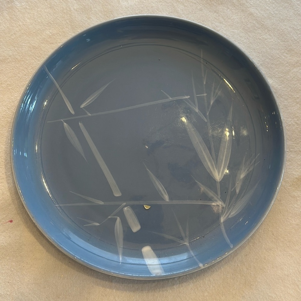 MCM (2) Winfield 10” dinner plates. Blue Bamboo.